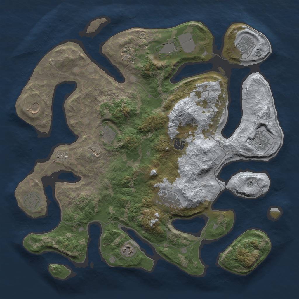 Rust Map: Barren, Size: 4000, Seed: 1590893012, 14 Monuments