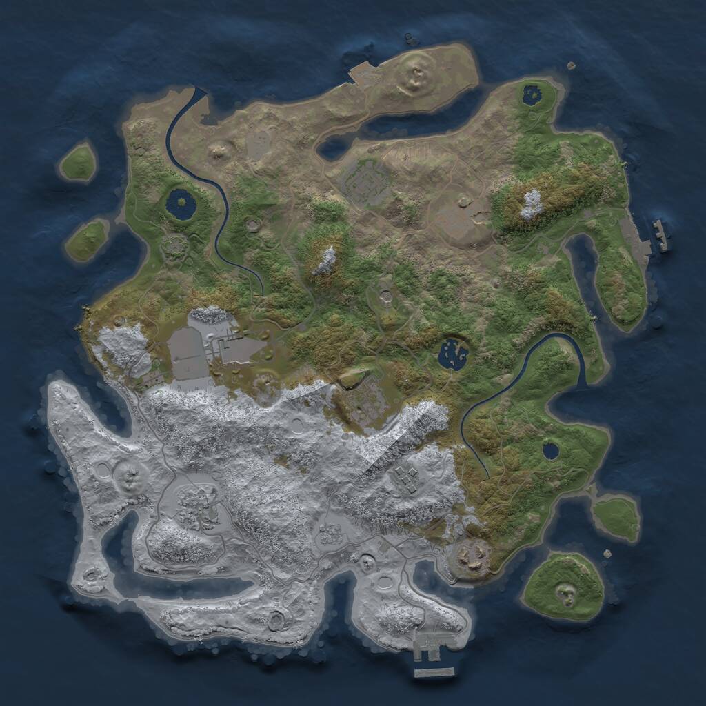Rust Map: Procedural Map, Size: 3550, Seed: 160992, 14 Monuments
