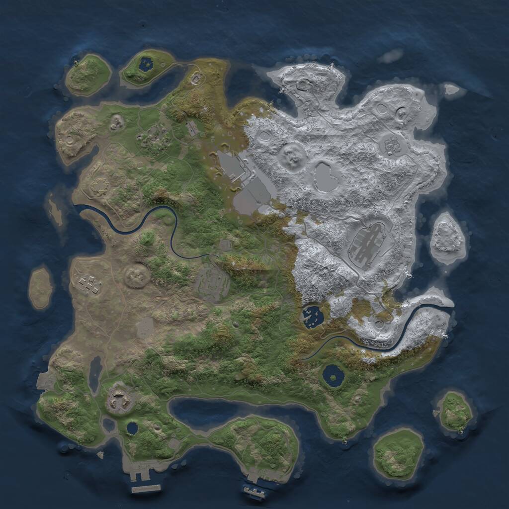 Rust Map: Procedural Map, Size: 3550, Seed: 309357222, 13 Monuments