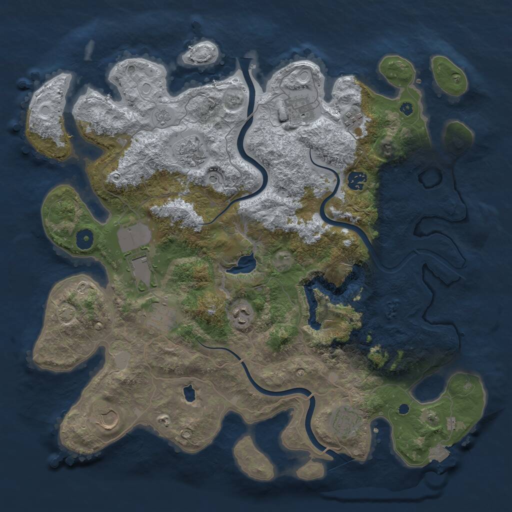 Rust Map: Procedural Map, Size: 4000, Seed: 1532606927, 13 Monuments