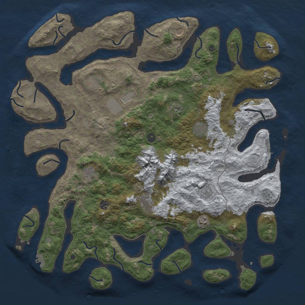 Rust Map: Procedural Map, Size: 5000, Seed: 572041591, 20 Monuments