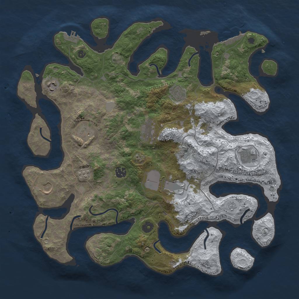 Rust Map: Procedural Map, Size: 4000, Seed: 1543077045, 18 Monuments