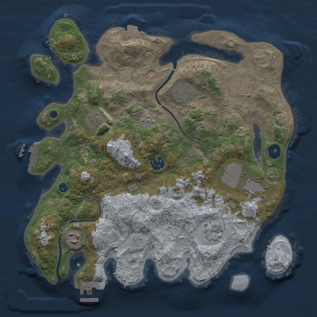 Rust Map: Procedural Map, Size: 3500, Seed: 4009283, 14 Monuments