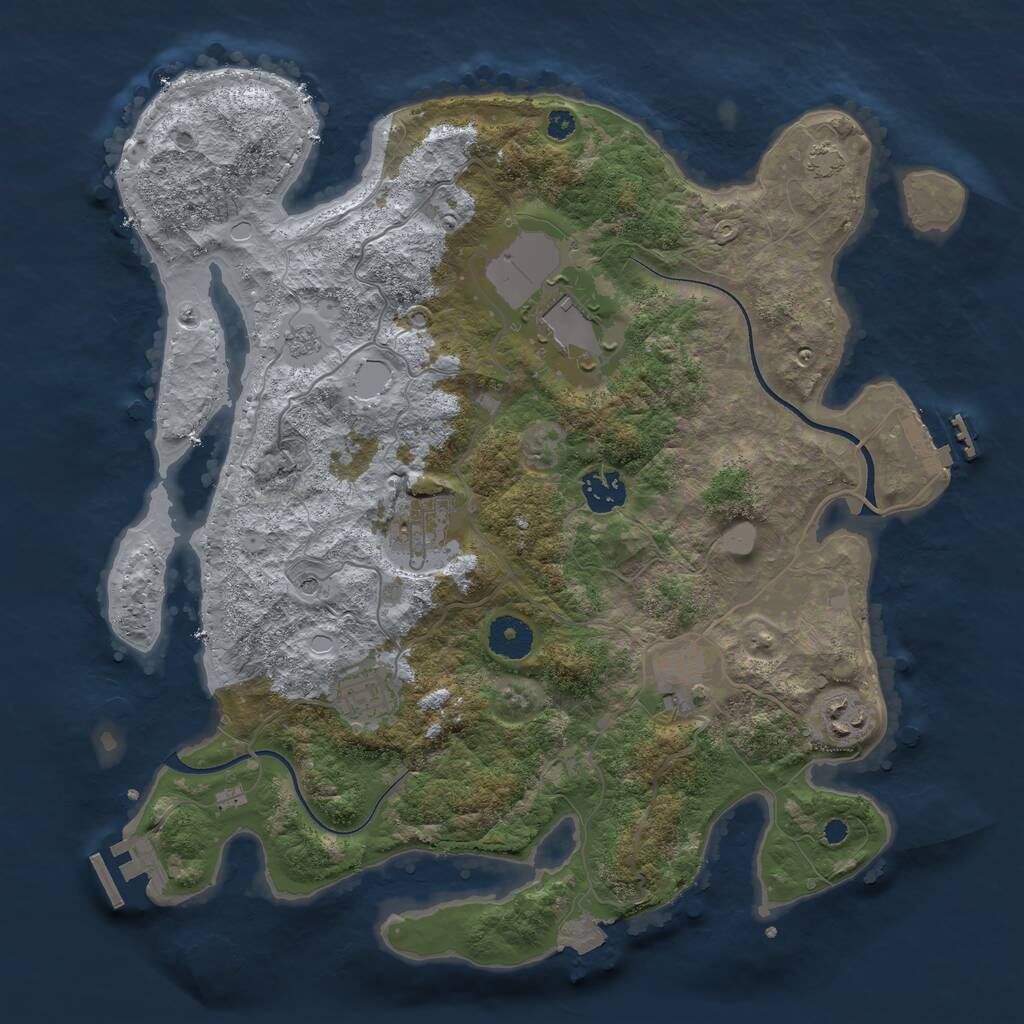 Rust Map: Procedural Map, Size: 3550, Seed: 633284, 12 Monuments