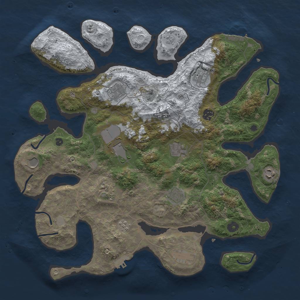 Rust Map: Procedural Map, Size: 4050, Seed: 1632530359, 20 Monuments