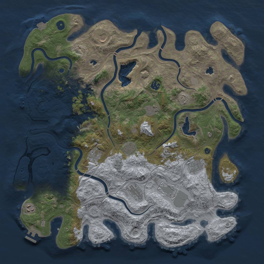 Rust Map: Procedural Map, Size: 4500, Seed: 1098484455, 16 Monuments