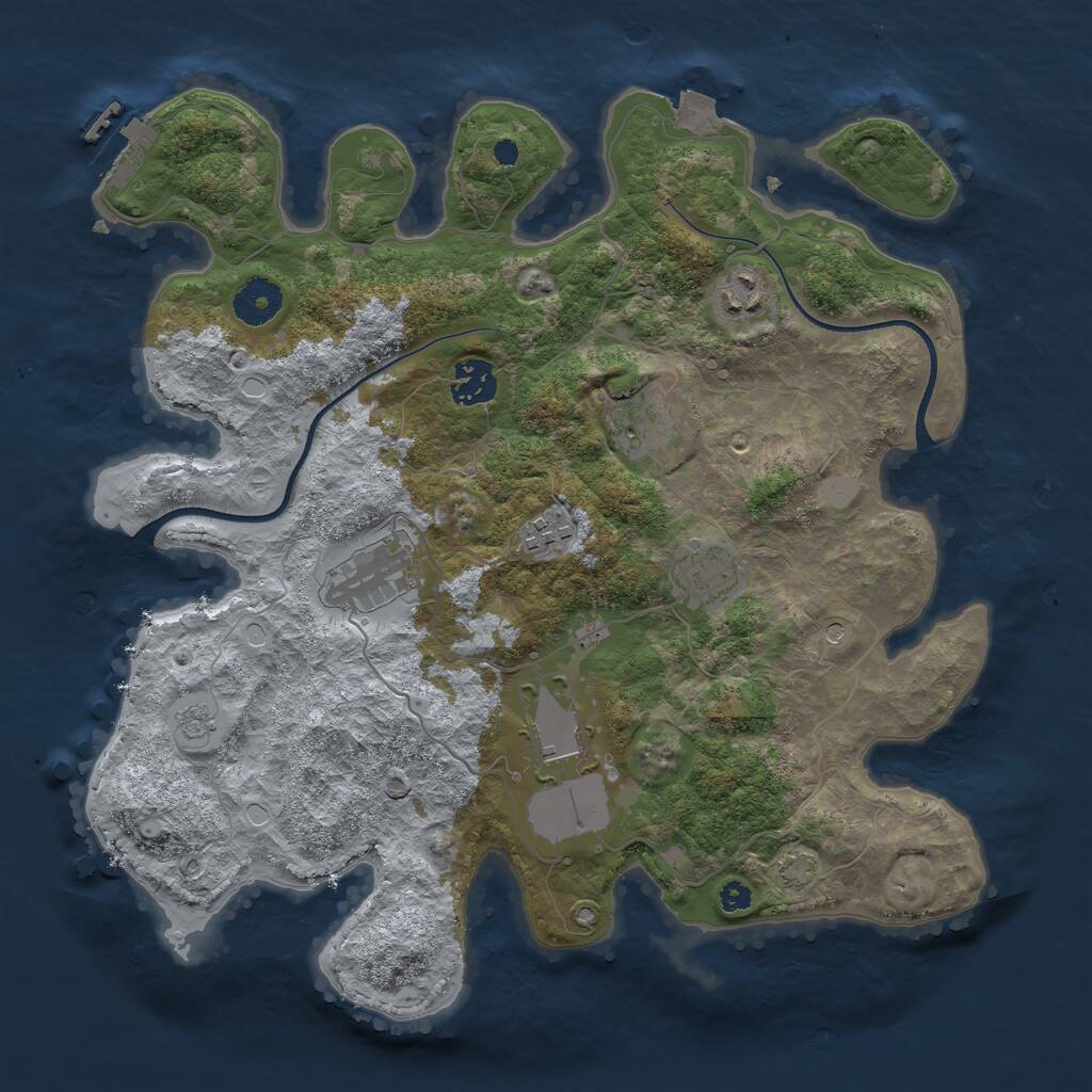 Rust Map: Procedural Map, Size: 3500, Seed: 4201337, 12 Monuments