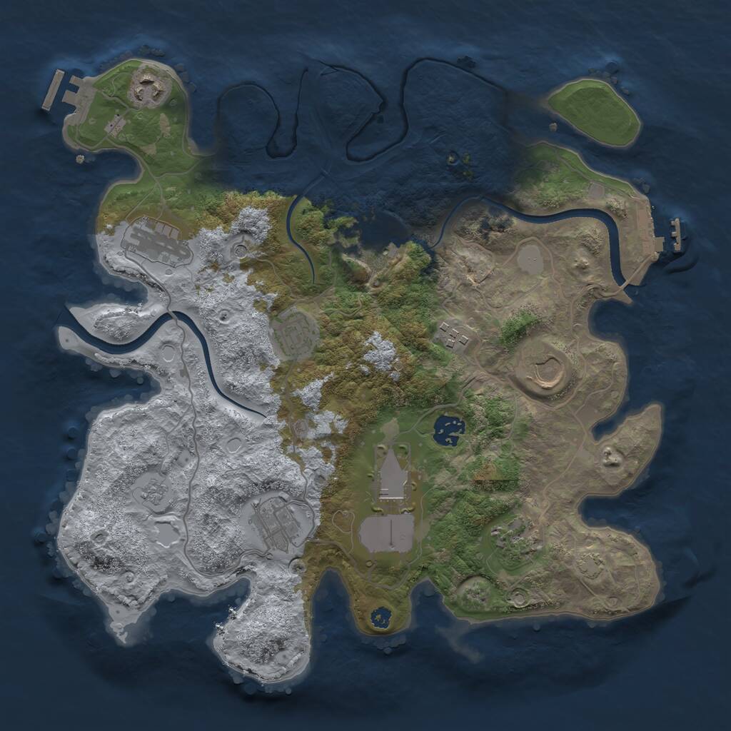 Rust Map: Procedural Map, Size: 3500, Seed: 4201337, 16 Monuments