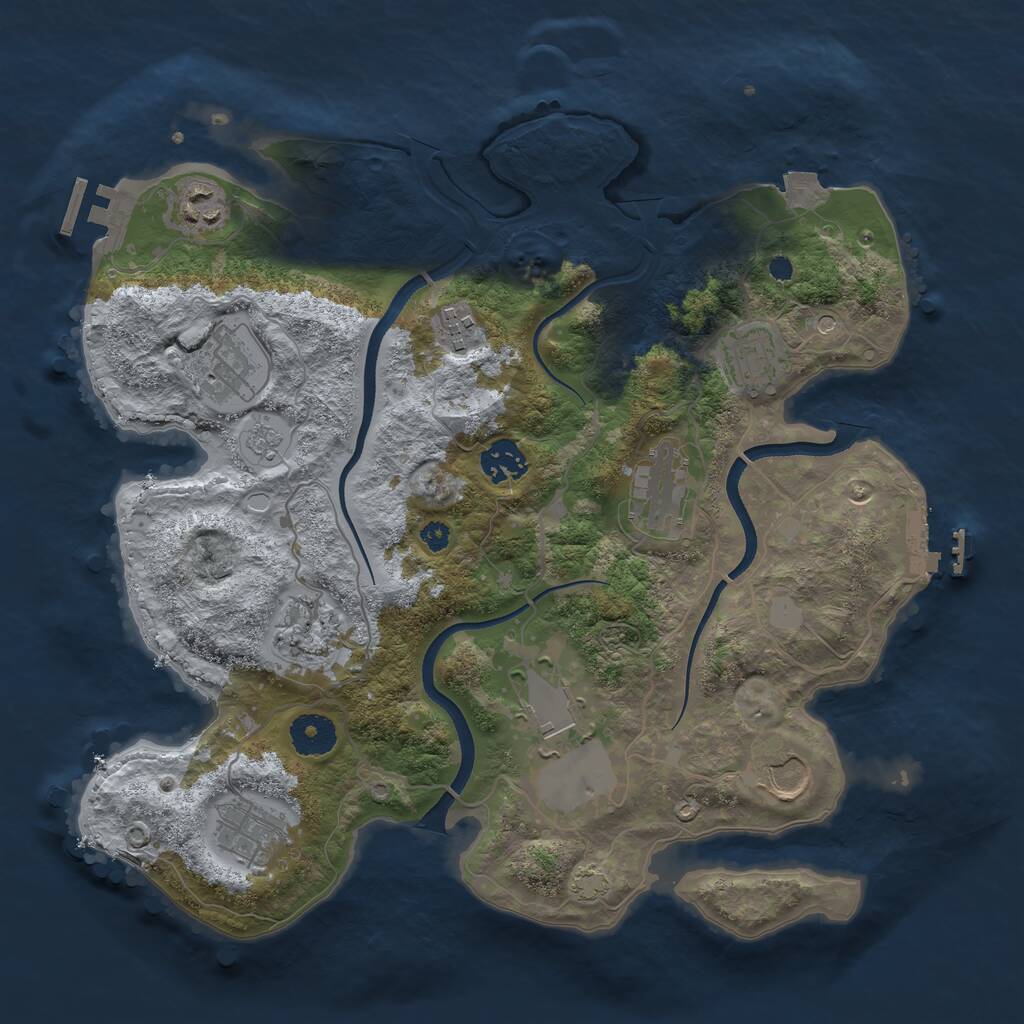 Rust Map: Procedural Map, Size: 3500, Seed: 92736423, 16 Monuments