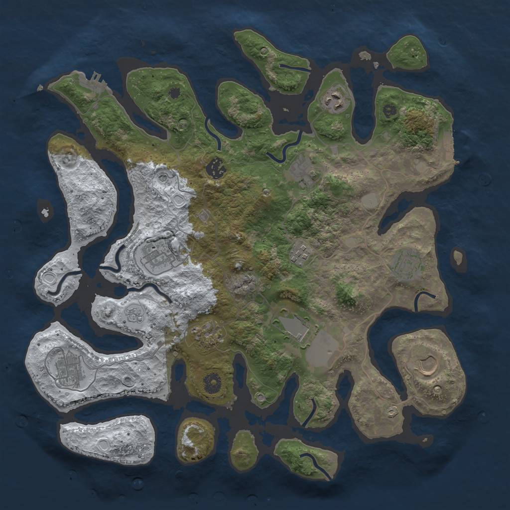 Rust Map: Procedural Map, Size: 3850, Seed: 1993023386, 19 Monuments