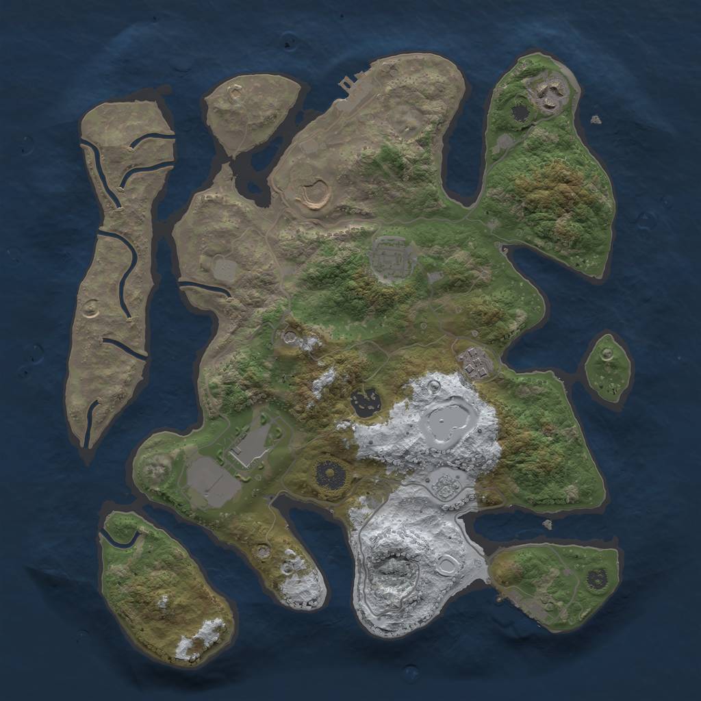 Rust Map: Procedural Map, Size: 3500, Seed: 736700190, 15 Monuments