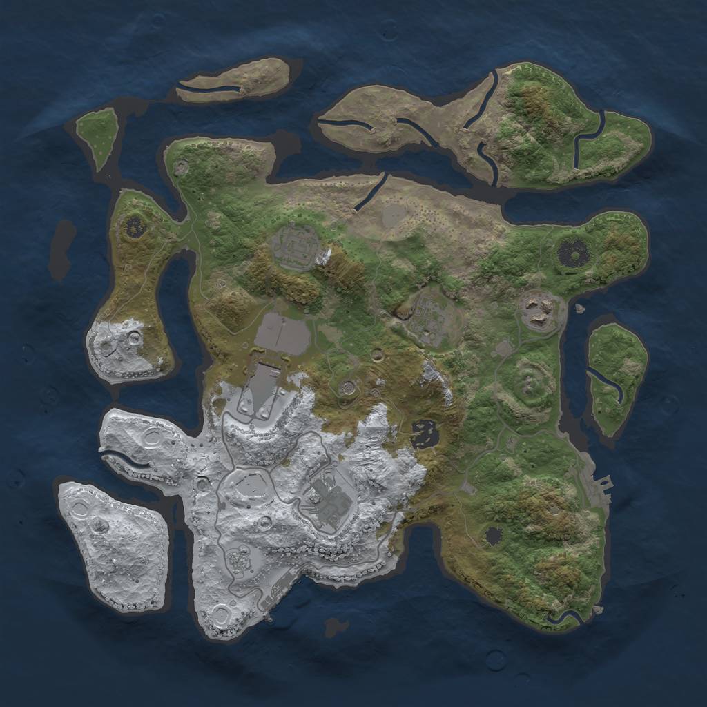 Rust Map: Procedural Map, Size: 3500, Seed: 555401883, 15 Monuments