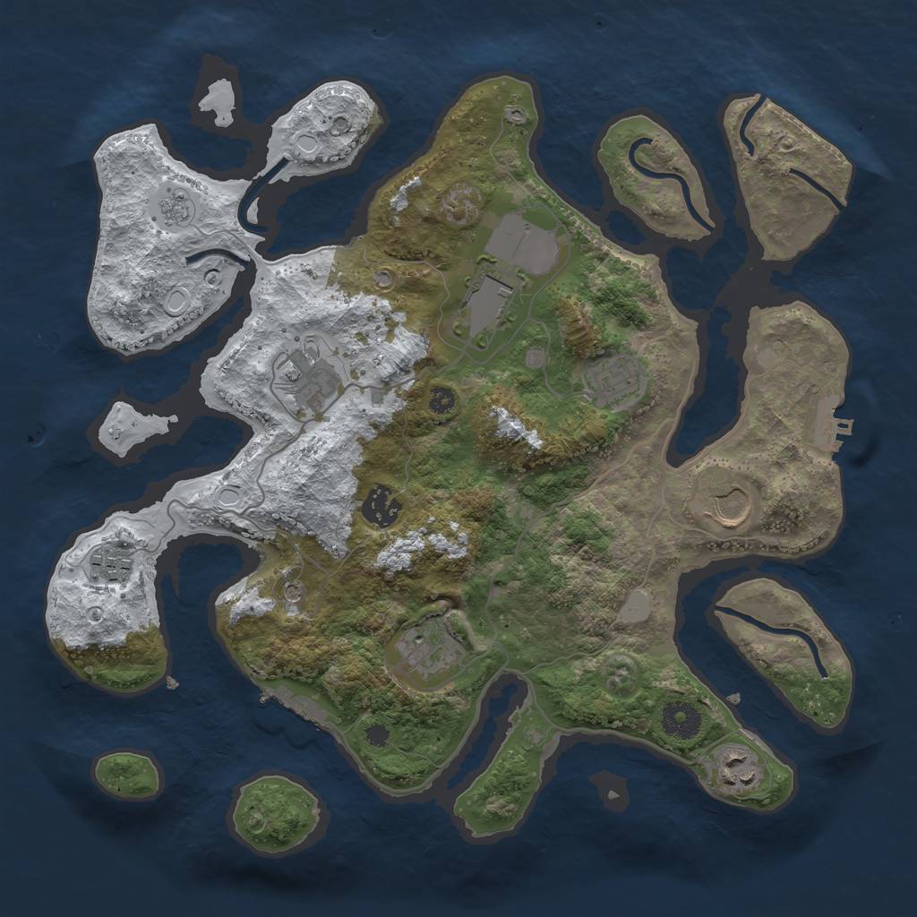 Rust Map: Procedural Map, Size: 3500, Seed: 454403, 17 Monuments