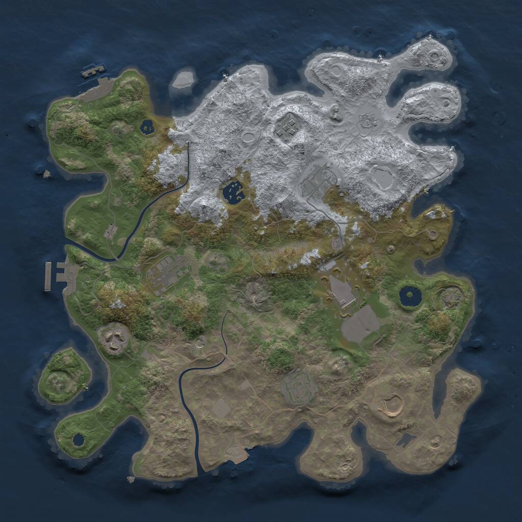 Rust Map: Procedural Map, Size: 3600, Seed: 1993941046, 14 Monuments