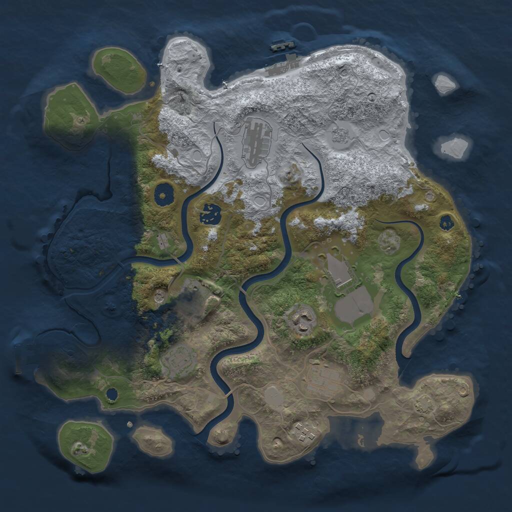 Rust Map: Procedural Map, Size: 3500, Seed: 890773935, 14 Monuments