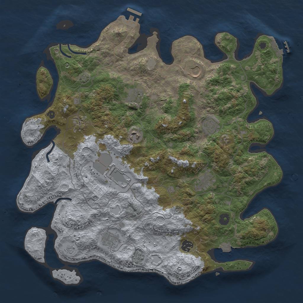 Rust Map: Procedural Map, Size: 4000, Seed: 208207043, 18 Monuments