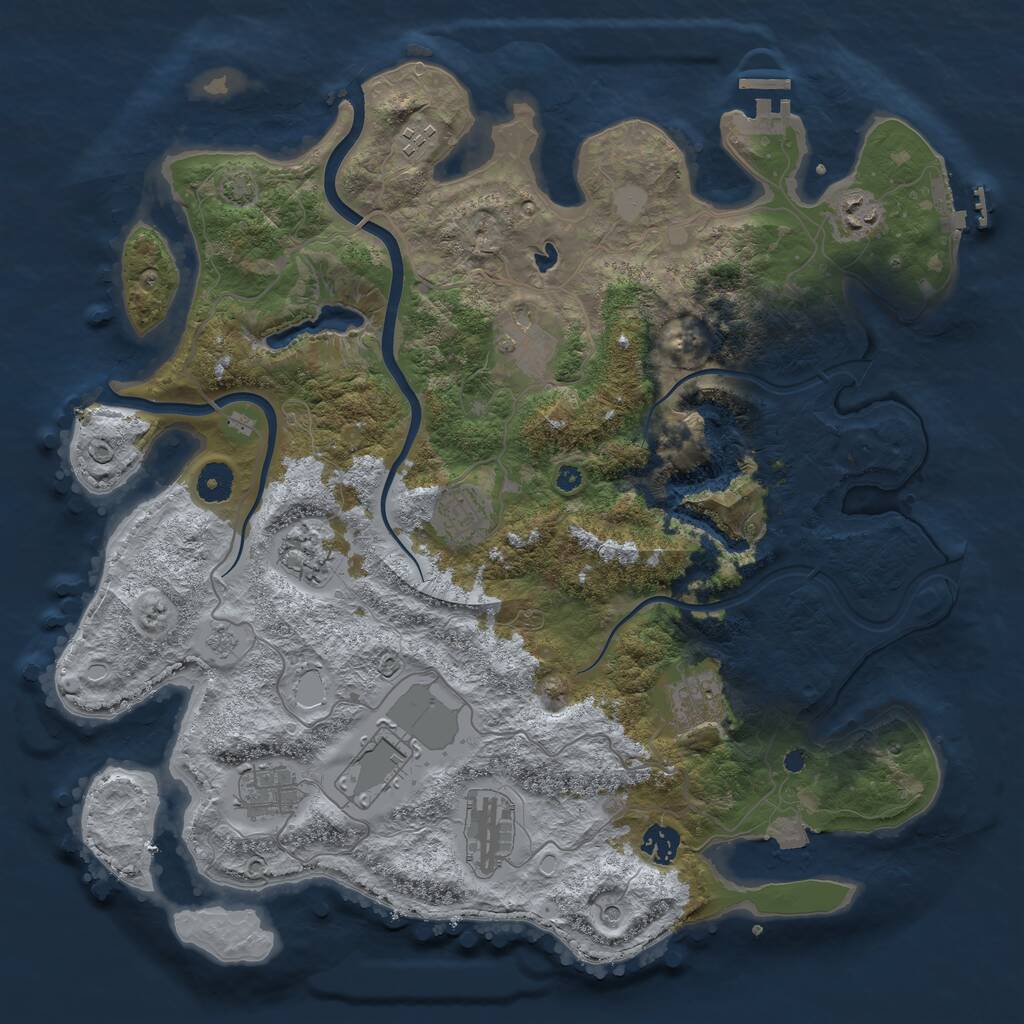 Rust Map: Procedural Map, Size: 4000, Seed: 208207043, 16 Monuments