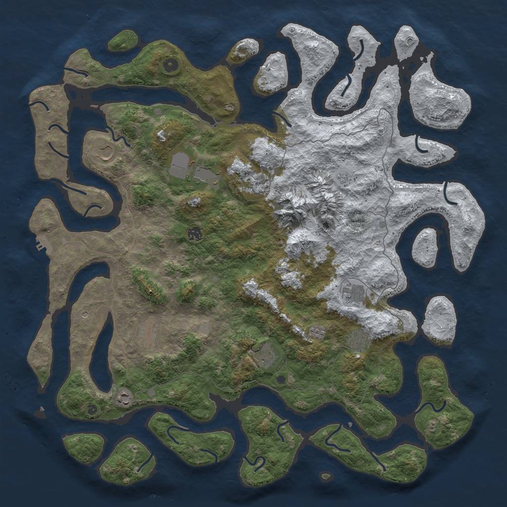 Rust Map: Procedural Map, Size: 5201, Seed: 6894, 18 Monuments