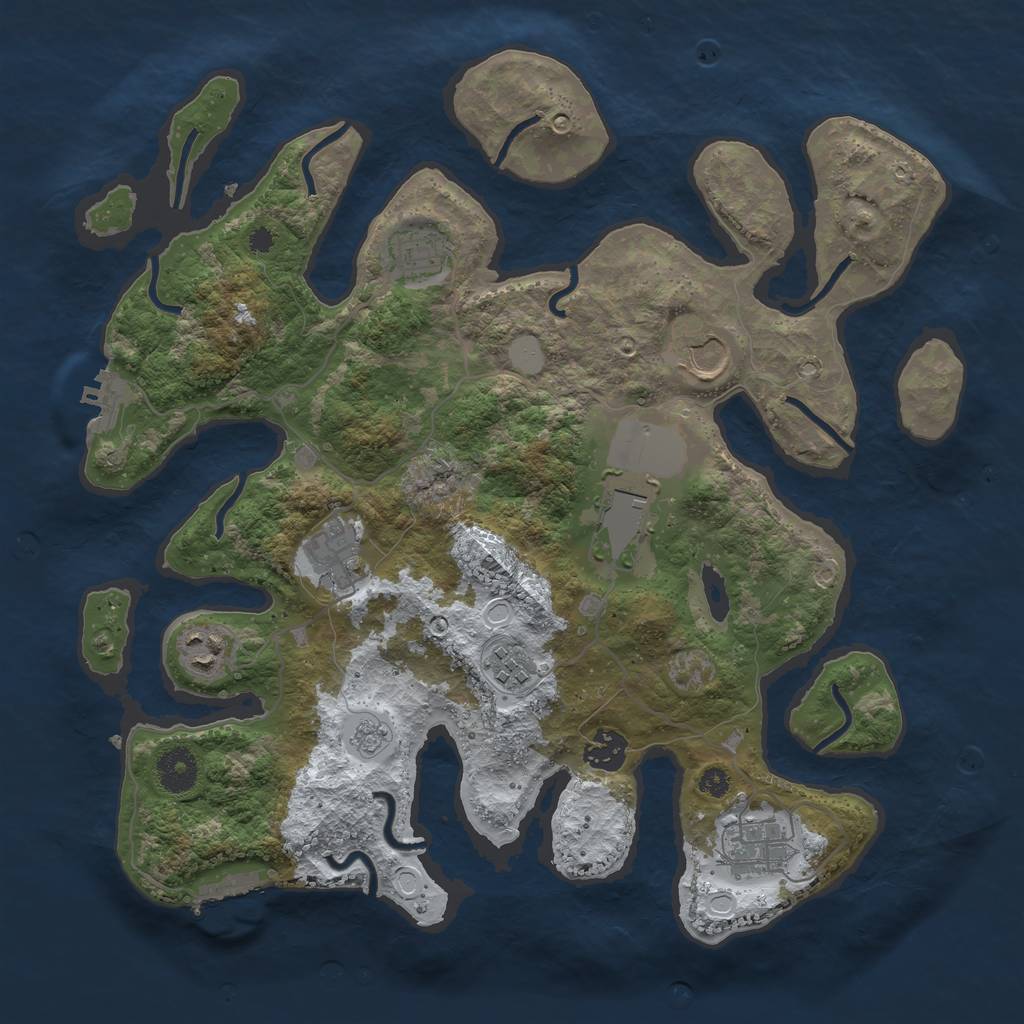 Rust Map: Procedural Map, Size: 3600, Seed: 1733343527, 16 Monuments