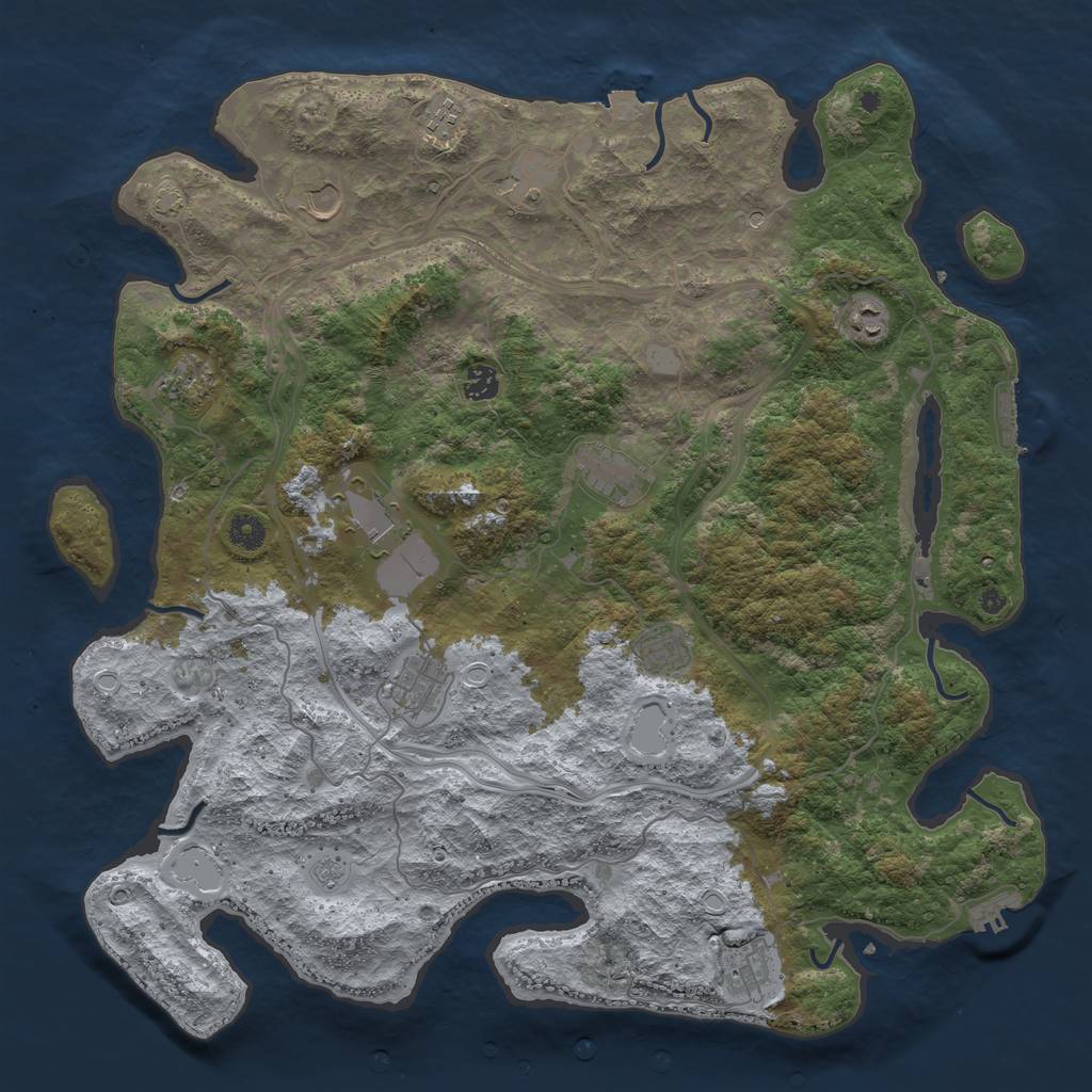 Rust Map: Procedural Map, Size: 4500, Seed: 2147483647, 19 Monuments