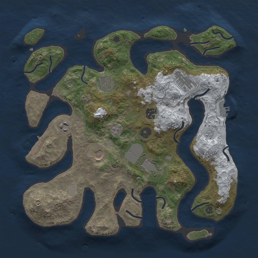 Rust Map: Procedural Map, Size: 3500, Seed: 6683, 16 Monuments