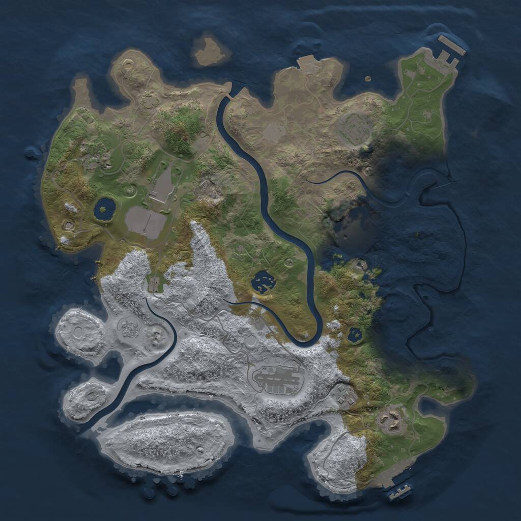 Rust Map: Procedural Map, Size: 3500, Seed: 12133, 14 Monuments