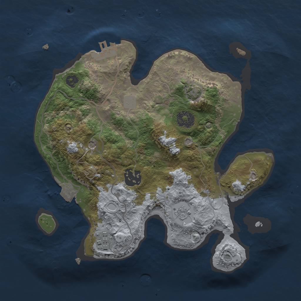 Rust Map: Procedural Map, Size: 2500, Seed: 50000, 9 Monuments