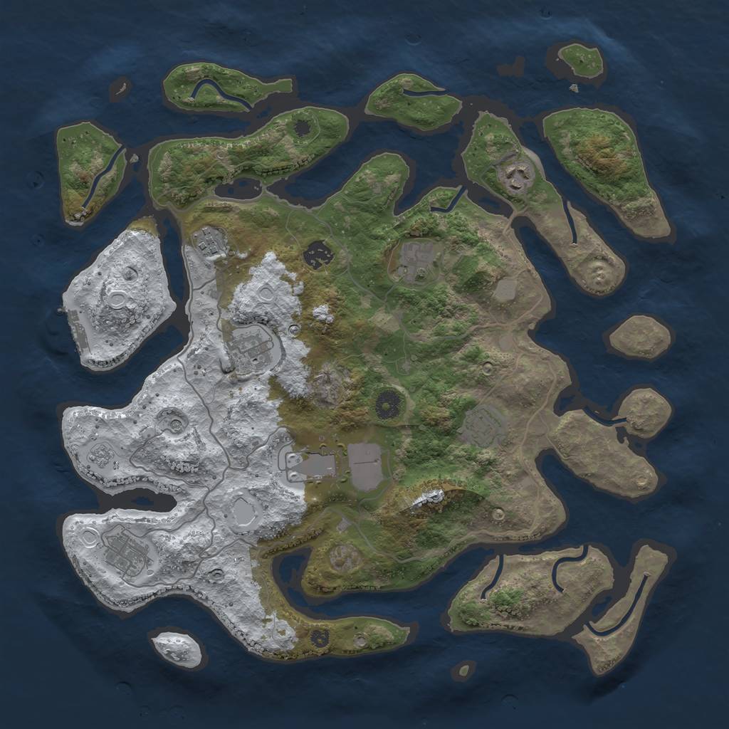 Rust Map: Procedural Map, Size: 4000, Seed: 1395245407, 16 Monuments