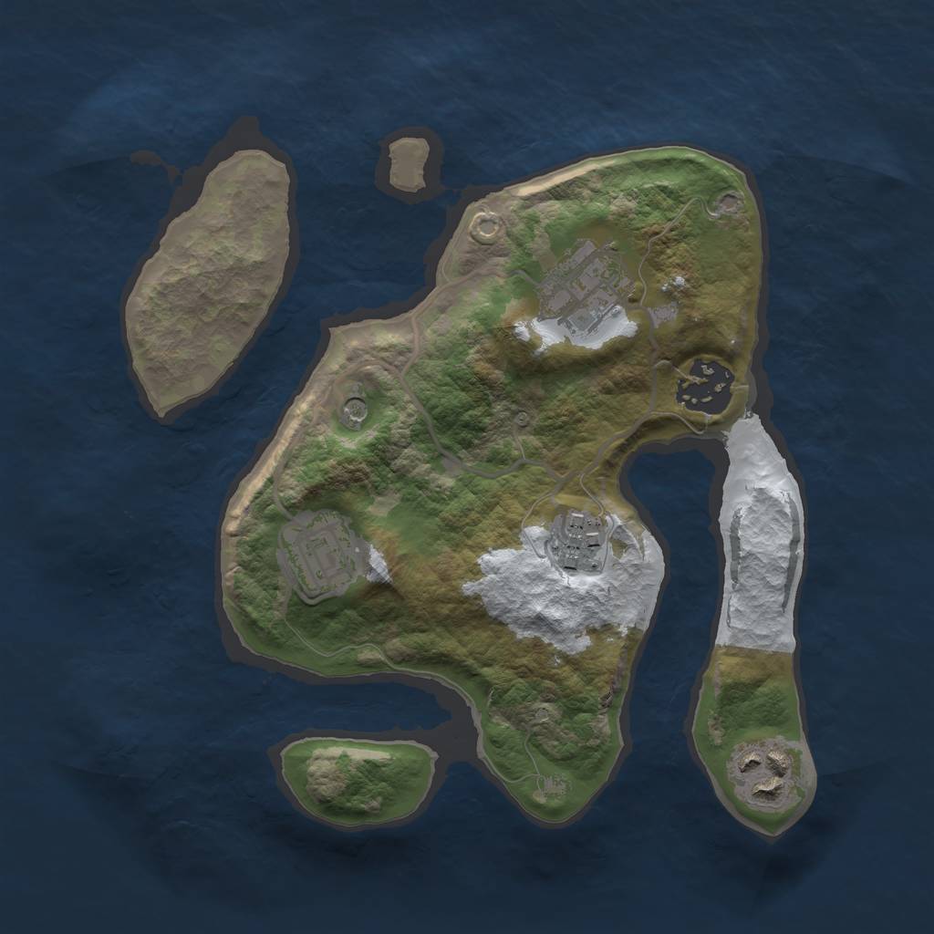 Rust Map: Barren, Size: 2500, Seed: 11029201, 8 Monuments