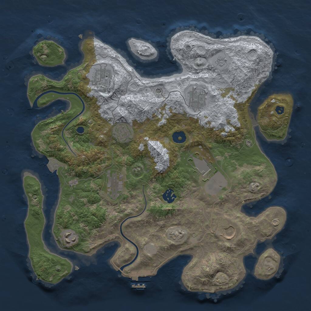 Rust Map: Procedural Map, Size: 3550, Seed: 884272, 13 Monuments