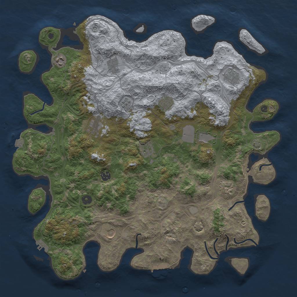 Rust Map: Procedural Map, Size: 4500, Seed: 1, 19 Monuments