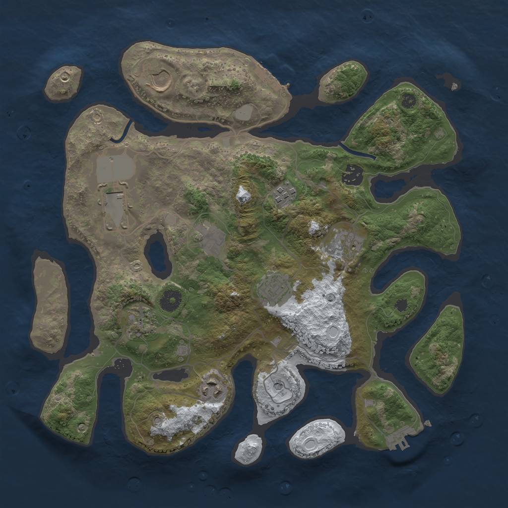 Rust Map: Procedural Map, Size: 3500, Seed: 58402711, 17 Monuments