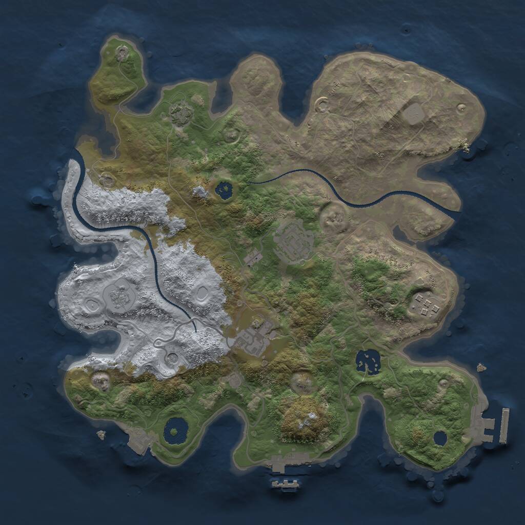 Rust Map: Procedural Map, Size: 3000, Seed: 1146365416, 10 Monuments