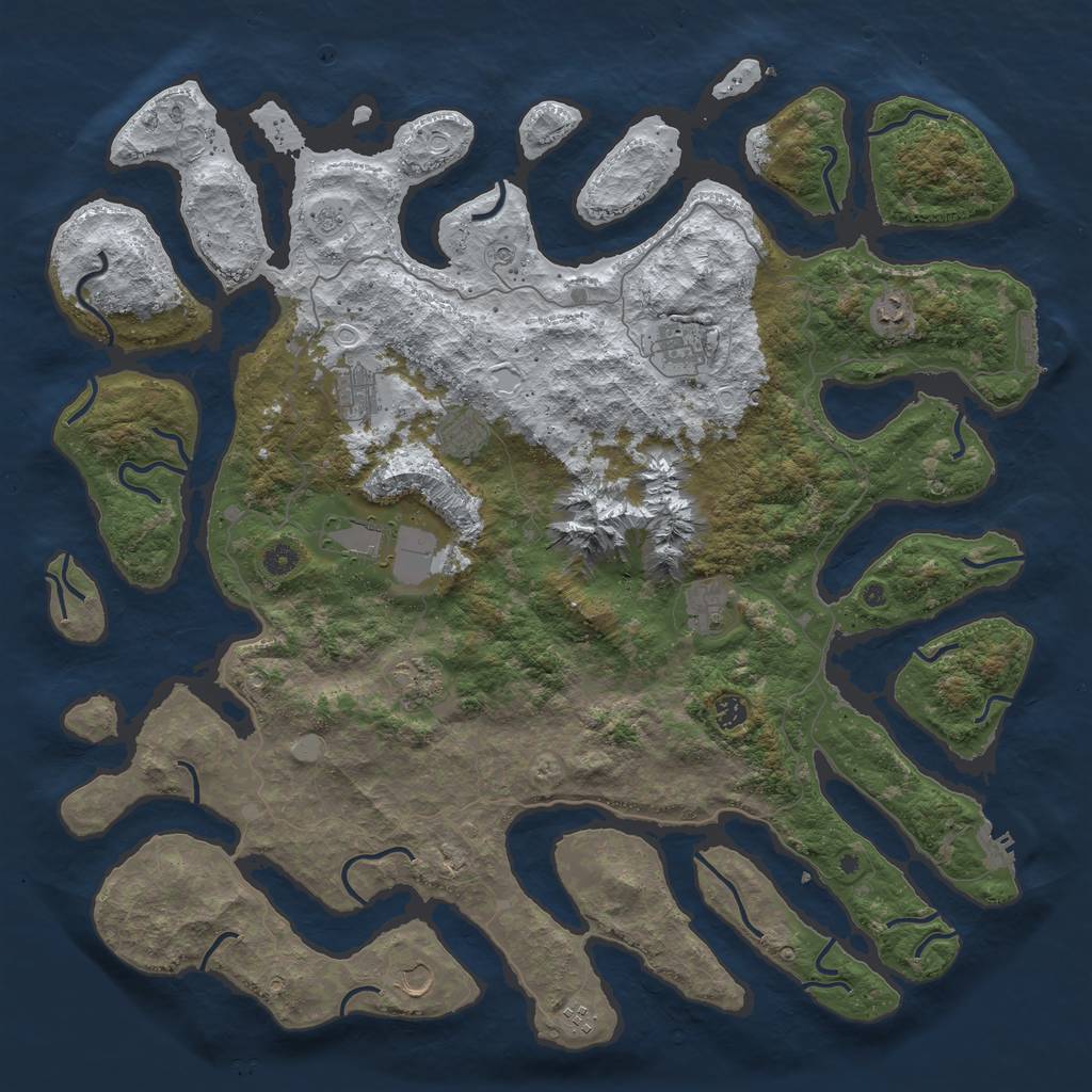 Rust Map: Procedural Map, Size: 5000, Seed: 41, 19 Monuments