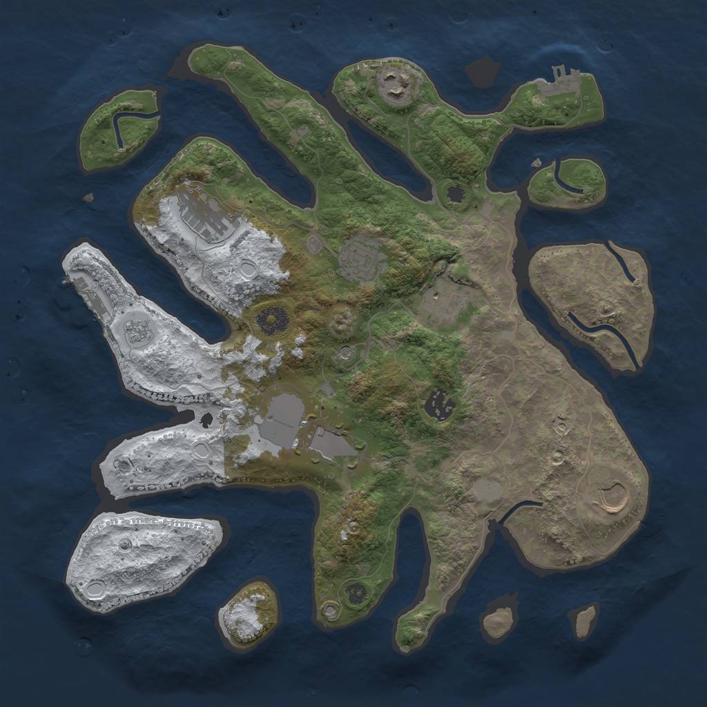 Rust Map: Procedural Map, Size: 3500, Seed: 4103275, 16 Monuments