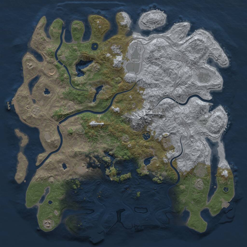 Rust Map: Procedural Map, Size: 5000, Seed: 3451321, 16 Monuments