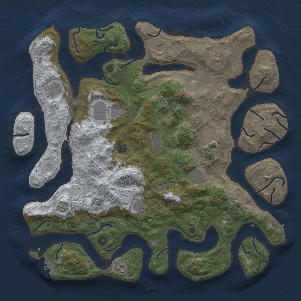 Rust Map: Procedural Map, Size: 4500, Seed: 81237251, 20 Monuments