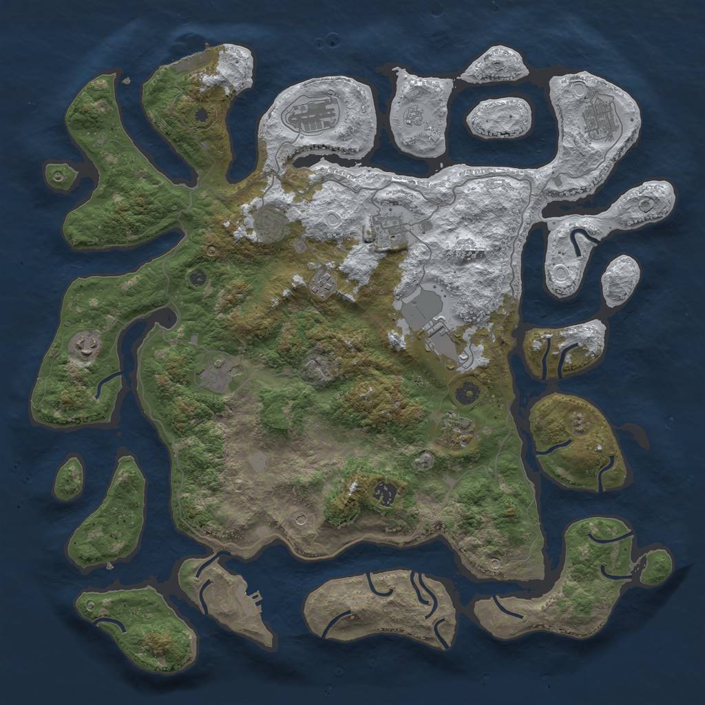 Rust Map: Procedural Map, Size: 4500, Seed: 82708, 19 Monuments
