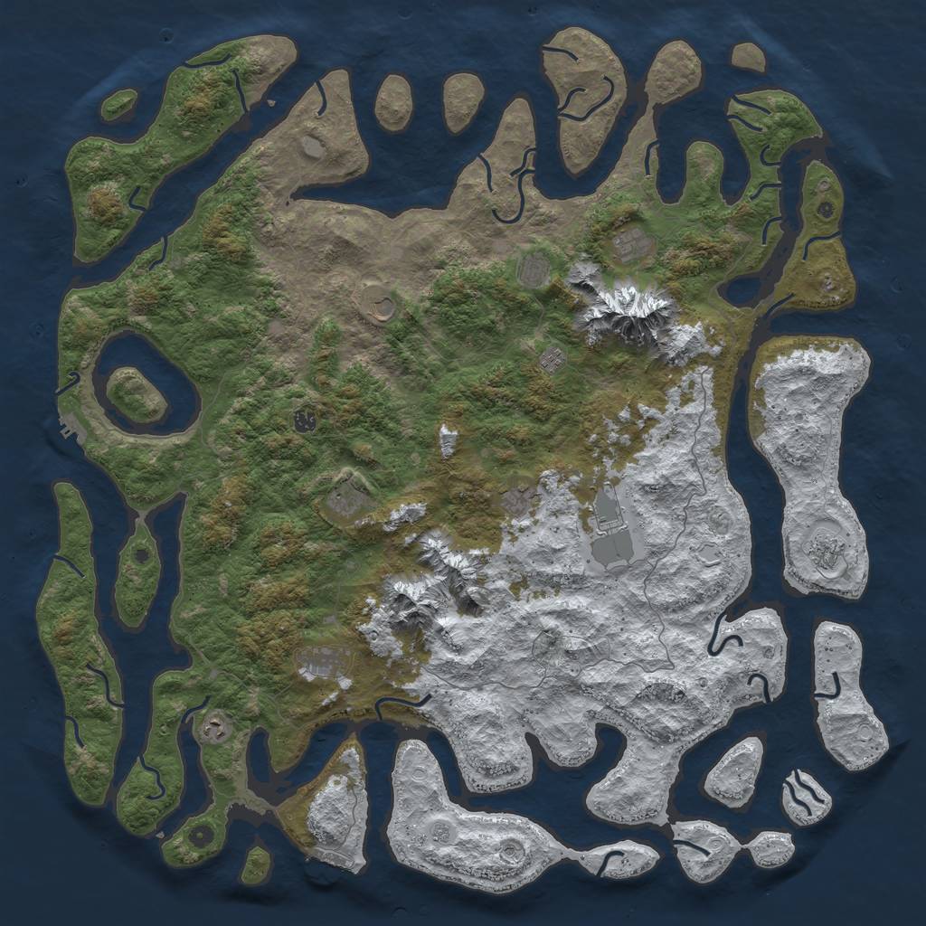 Rust Map: Procedural Map, Size: 6000, Seed: 394839380, 20 Monuments