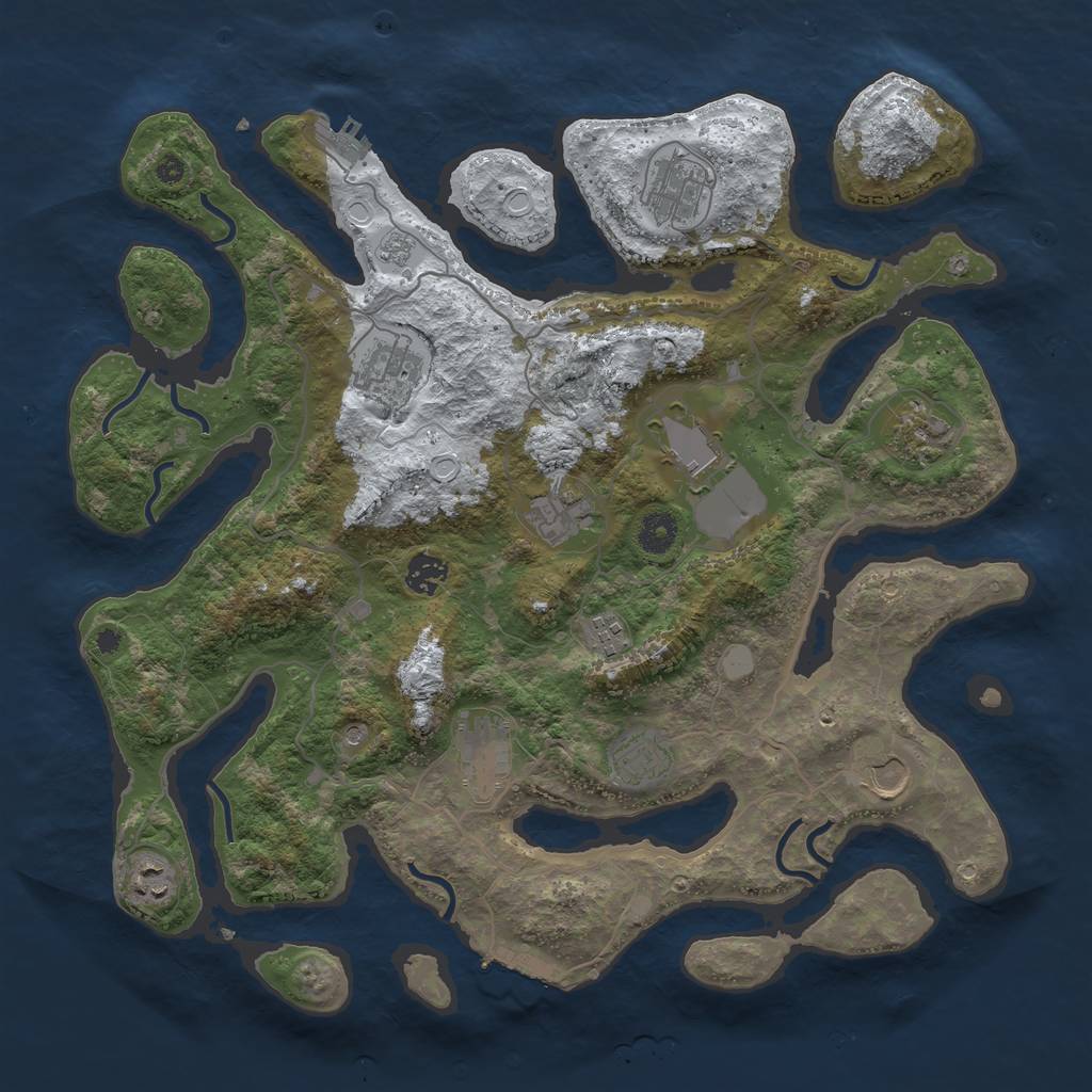 Rust Map: Procedural Map, Size: 4000, Seed: 1357863515, 20 Monuments