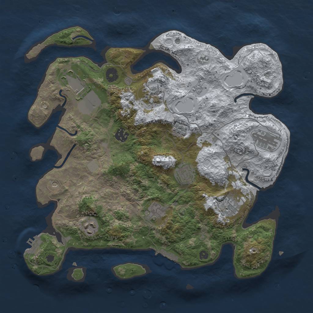 Rust Map: Procedural Map, Size: 3500, Seed: 1569076028, 18 Monuments