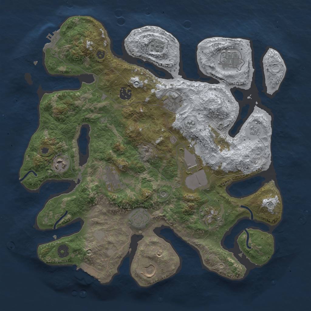 Rust Map: Procedural Map, Size: 3700, Seed: 1403277255, 19 Monuments