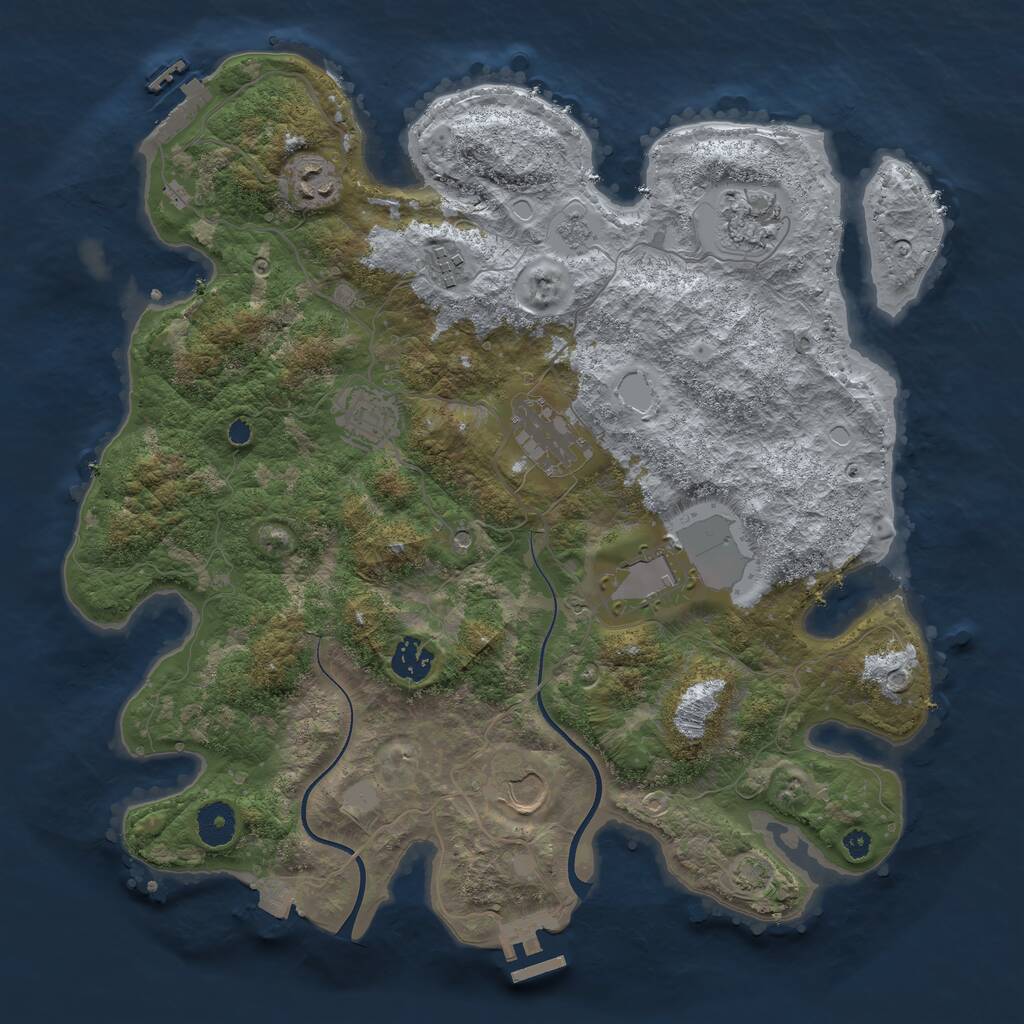 Rust Map: Procedural Map, Size: 3700, Seed: 1403277255, 14 Monuments