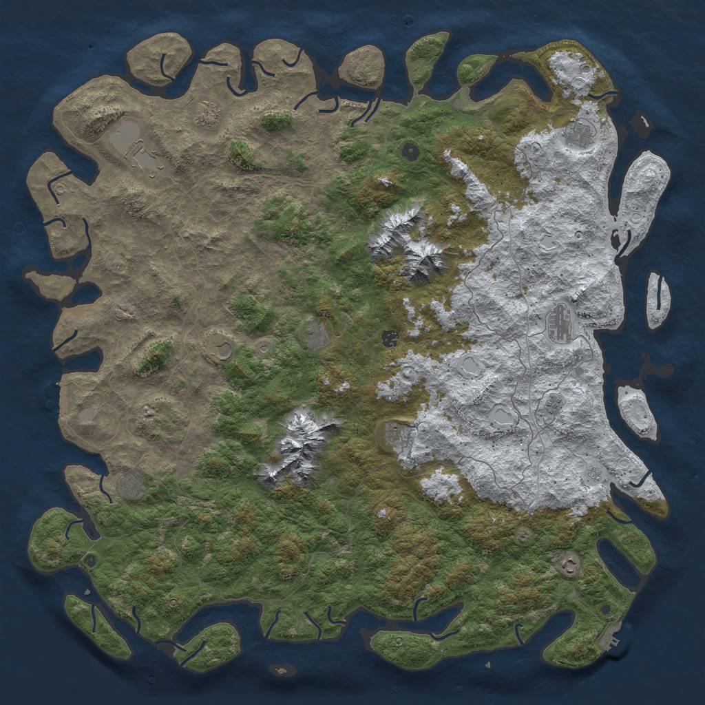 Rust Map: Procedural Map, Size: 6000, Seed: 96046, 20 Monuments