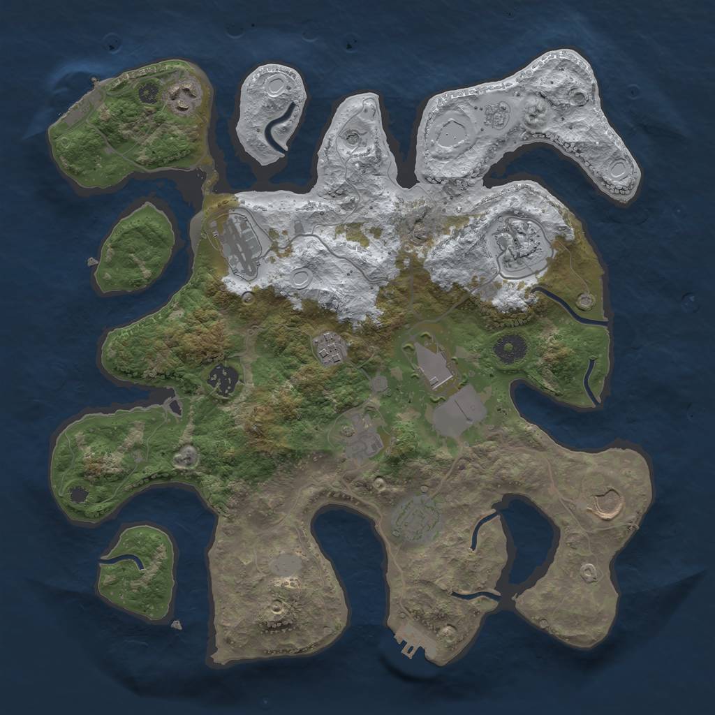 Rust Map: Procedural Map, Size: 3500, Seed: 869279064, 18 Monuments