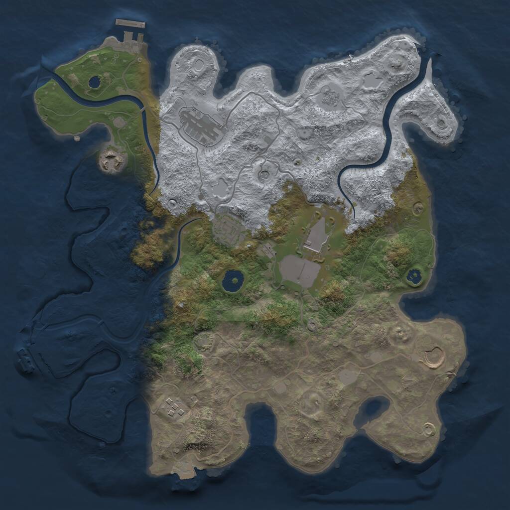 Rust Map: Procedural Map, Size: 3500, Seed: 869279064, 12 Monuments