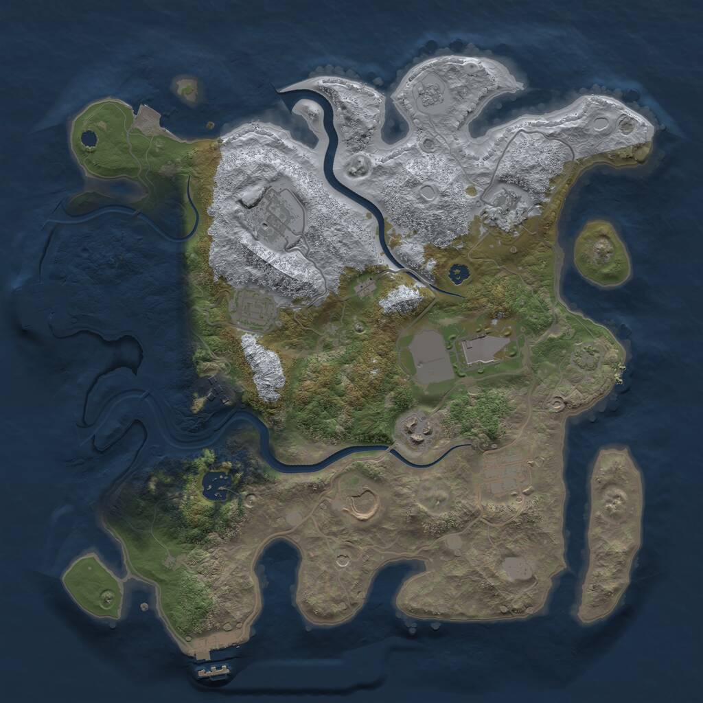 Rust Map: Procedural Map, Size: 3500, Seed: 1, 15 Monuments