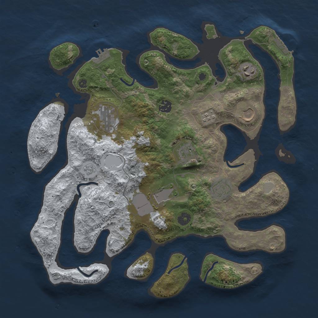 Rust Map: Procedural Map, Size: 3700, Seed: 36905121, 16 Monuments