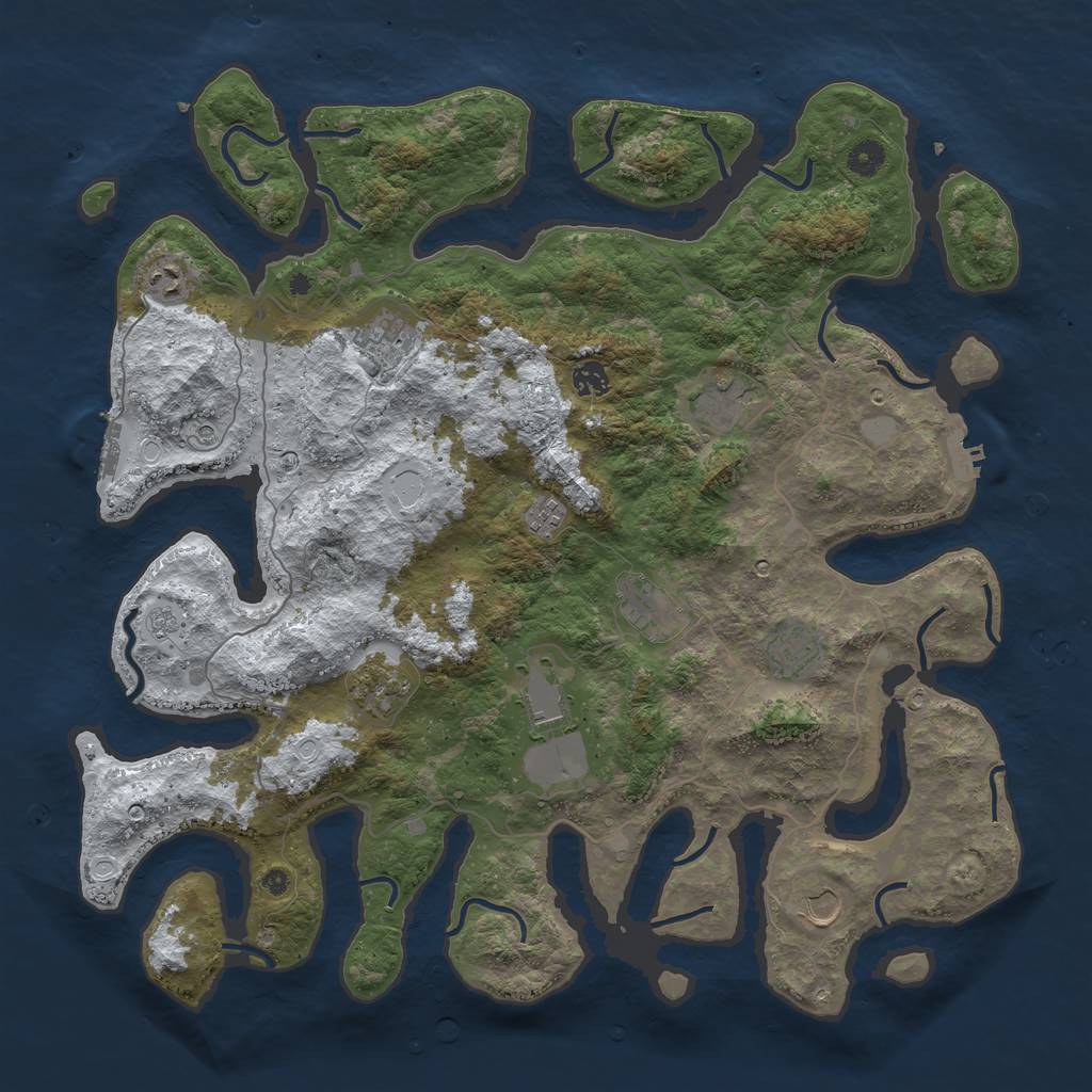 Rust Map: Procedural Map, Size: 4500, Seed: 1845, 19 Monuments