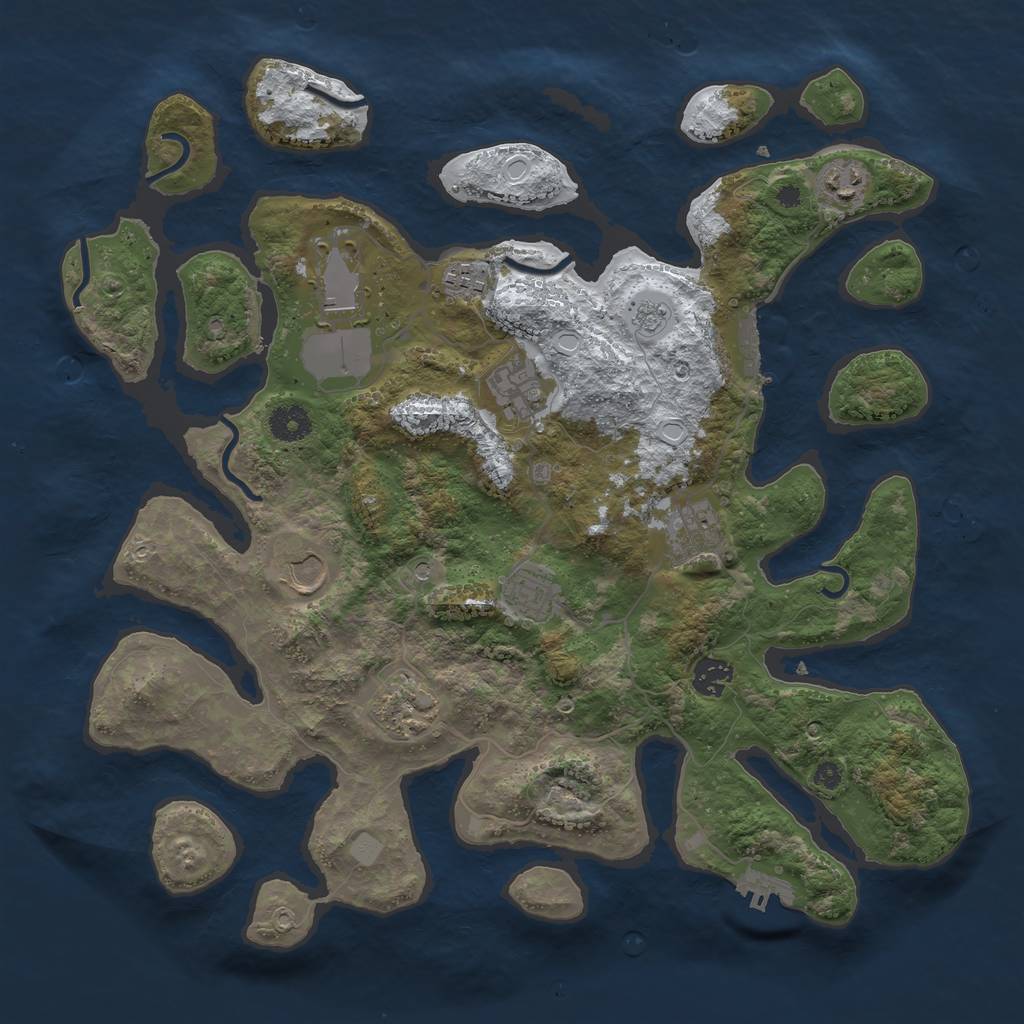 Rust Map: Procedural Map, Size: 3875, Seed: 166270512, 18 Monuments